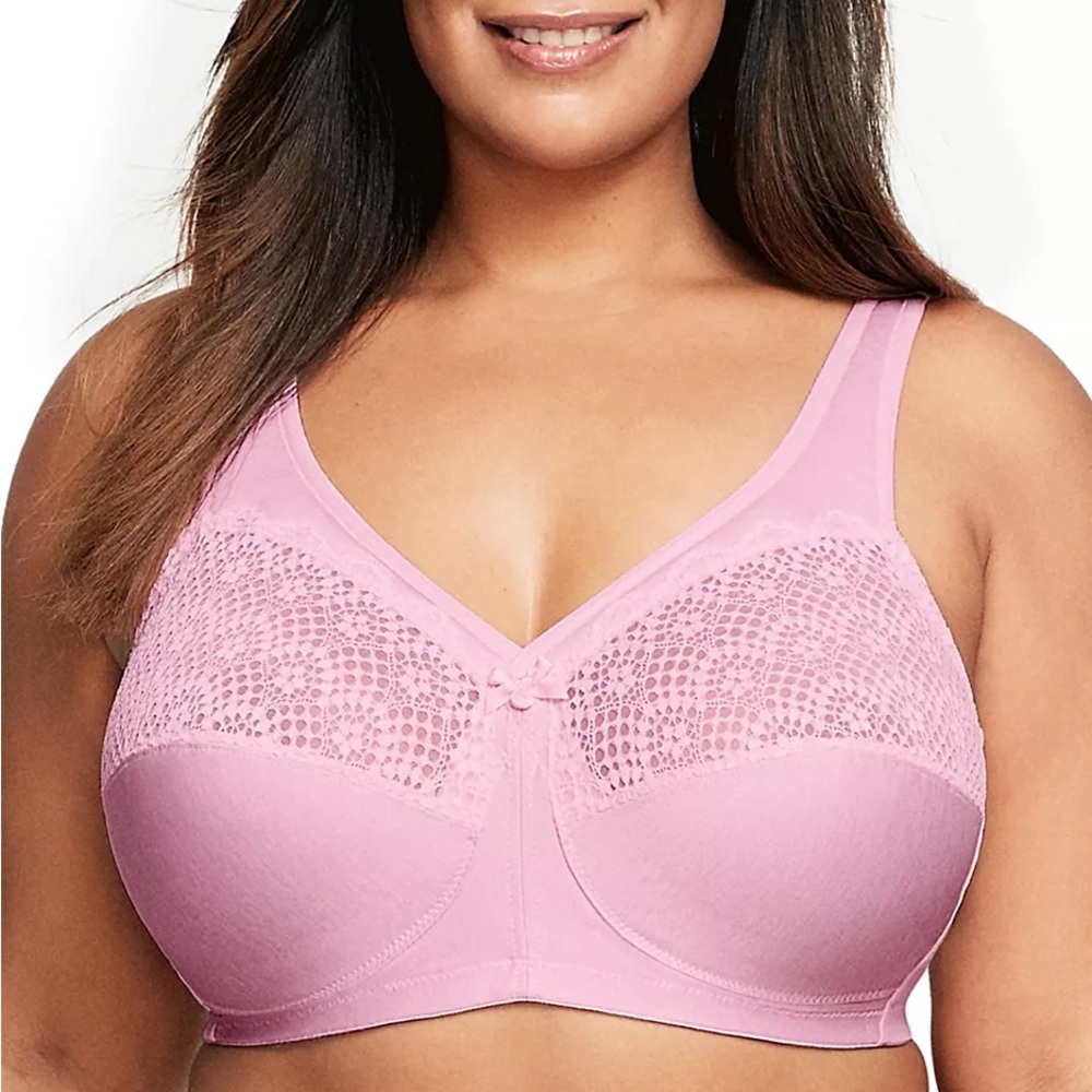 Glamorise Magic Lift Moisture Control Bra in Pink Heather Size 46DD